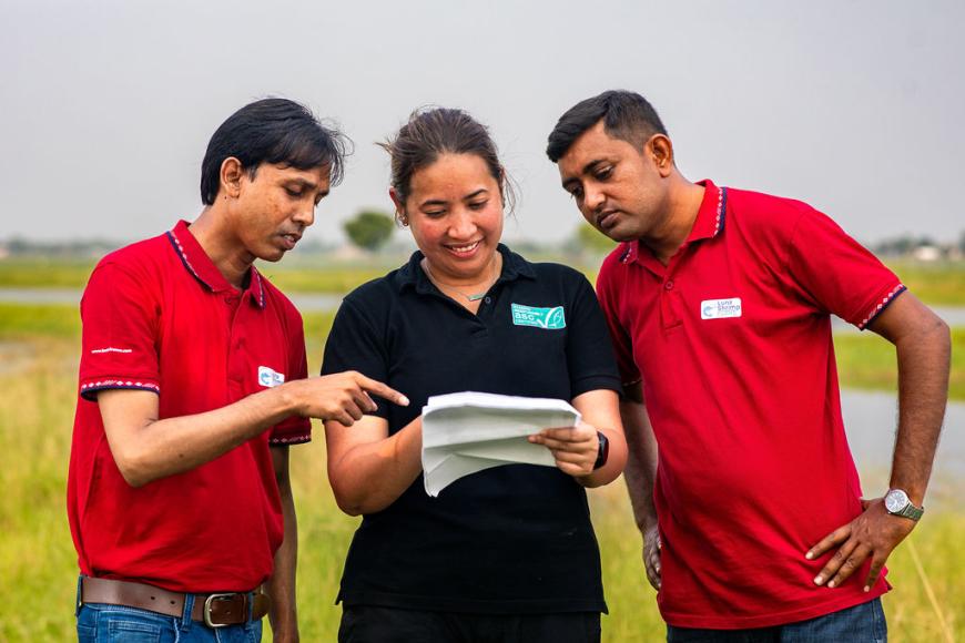 ASC staff working with Luna Shrimp Farms’s supply chain team to assess farming practices of shrimp farms part of the ASC Aquaculture Improver Program