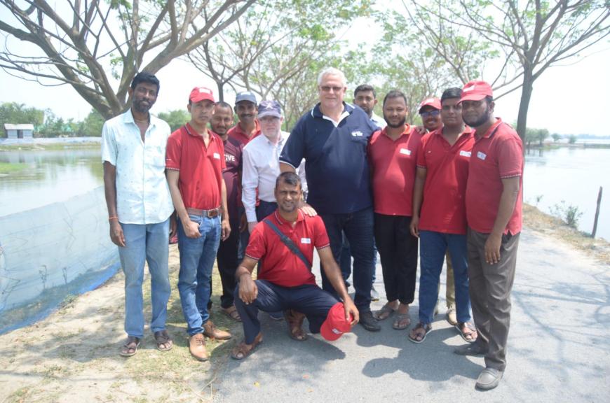 Heiko Lenk with his Luna Shrimp Farms’ supply chain team in Bangladesh